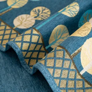 Coussin de canapé en chenille bleue nordique avec motif jacquard et texture antidérapante