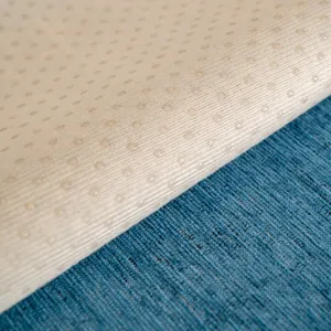 Coussin de canapé nordique en chenille avec envers antidérapant et texture à rayures bleues