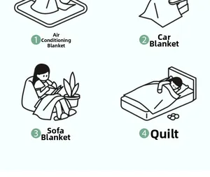 Versatile cooling blanket shown in four scenarios for car, sofa, and office use