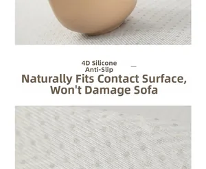 Détail de l'envers antidérapant en silicone 4D sur coussin de canapé en chenille