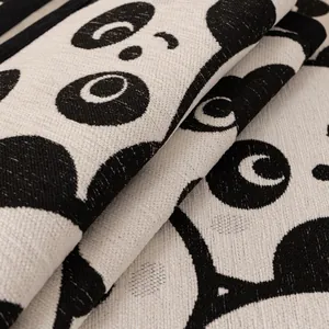 All-season cartoon panda chenille sofa cover with non-slip texture and durable fabric