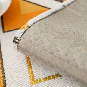 Housse de canapé en chenille bohème avec motifs orange et envers antidérapant