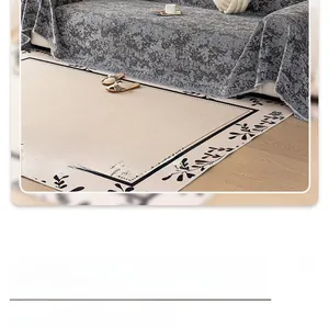 Detailed texture of jacquard chenille sofa cover with modern embossed pattern in grey