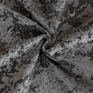 Deep grey chenille sofa cover with embossed jacquard texture and premium draping effect