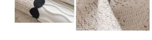 Detailweergave van beige linnenlook bankhoesstof met geweven texturen en rand