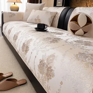 European Jacquard Sofa Cover Light Luxury Floral Pattern Anti-Slip Furniture Protector Four Seasons Universal Sofa Towel For Living Room