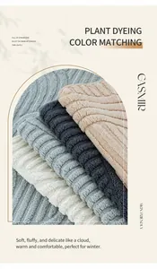 Close-up of wavy texture plush fleece sofa cushion covers in four soft pastel colors