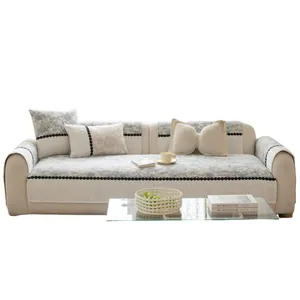 Antislip bankhoes set met bloemenprint, ruches en strikkussens voor woonkamerdecoratie