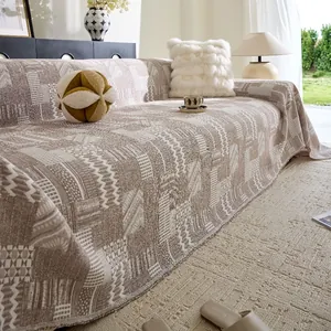 Geometric Jacquard Washed Cotton Sofa Cover Tassel Edge Double Sided Breathable Air Blanket Furniture Protector Couch Throw