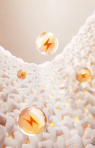 Macro shot of thick plush cream-colored sofa cover fabric with anti-static protection