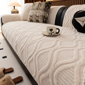 3D Jacquard Chenille Sofa Cushion Thickened Warm Non-Slip Sofa Cover Modern Minimalist Solid Color Furniture Protector For Living Room