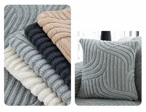 Detail of plush foxtail texture on thick non-slip sofa cushion in light grey