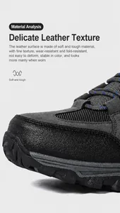 Detail aus strapazierfähigem Kunstleder und Mesh bei winterlichen Outdoor-Wanderschuhen