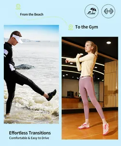 Scarpe acquatiche e abbigliamento sportivo per transizioni tra spiaggia e palestra