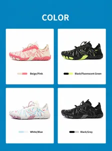Dettaglio delle scarpe da scoglio ad asciugatura rapida in quattro varianti di colore