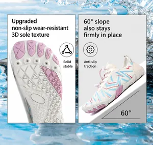 Dettaglio della suola in gomma 3D antiscivolo per scarpe da scoglio con grip su pendenza