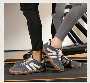 Close-up of flexible barefoot trainer with wide toe box and non-slip rubber sole