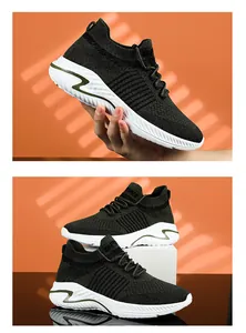 Detail of lightweight dark green flyknit sneakers with a cushioned white foam sole