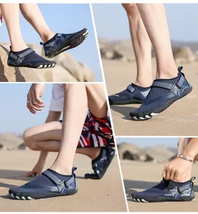 Vue détaillée des chaussures de plage respirantes avec sangle velcro pour l'extérieur