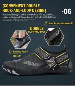 Detail von Outdoor-Watschuhen mit doppeltem Klettverschluss und schnelltrocknendem Netzgewebe