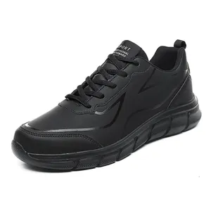 Men's 117 Plus Size Running Shoes Lightweight Synthetic Leather Sports Sneakers For Walking Jogging Casual Low Top Black