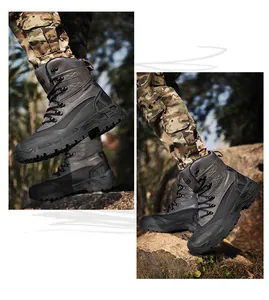 Detail of gray high-top tactical boots featuring durable soles and side 33 numbering