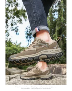 Detailed view of non-slip rubber outsole and EVA foam midsole on hiking shoes