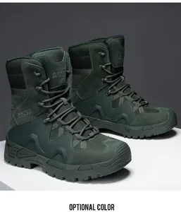 Detail showing high-top tactical boot with AS33 logo and anti-slip rubber outsole