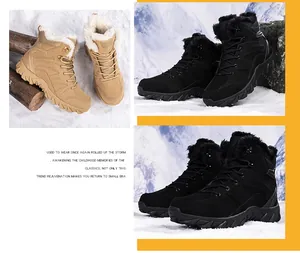 Detalle de botas tácticas de invierno con forro de piel sintética y suelas de goma antideslizantes