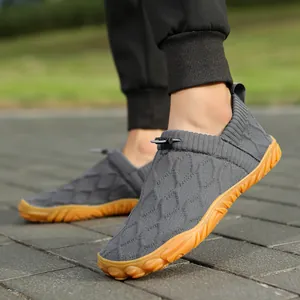 Men Breathable Flyknit Casual Sneakers British Style Lightweight Sport Outdoor Shoes Wide Fit Slip On Loafers Walking Shoes