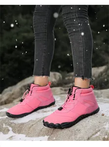Pink winter snow boots featuring a durable anti-slip rubber outsole and warm lining