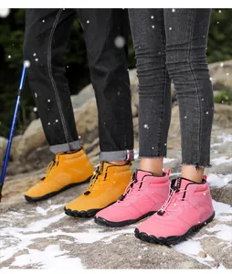 Outdoor winter snow boots featuring non-slip rubber soles and quick-lacing system