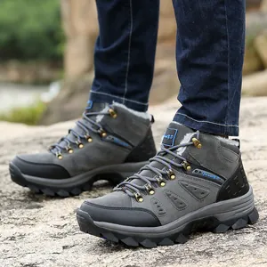 Fleece Lined High Top Hiking Boots Anti-Slip Outdoor Walking Shoes Casual Winter Trekking Footwear For Adults Men Women