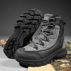 Bottes tactiques de randonnée pour hommes avec tige haute et semelle en caoutchouc antidérapante