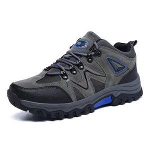 Herren Outdoor-Wanderschuhe aus Wildleder in Dunkelgrau und Blau mit Gummisohle