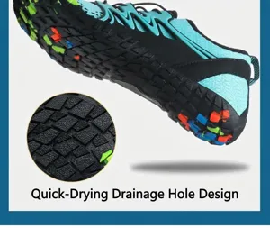 Detail view of quick-drying drainage holes on the non-slip sole of the outdoor water shoe