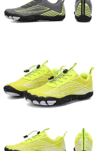 Detail of breathable quick-dry water shoes with anti-slip rubber sole and fast-lace system