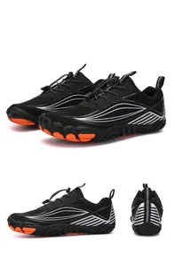 Detailed views of non-slip outdoor water shoes with quick-dry breathable mesh and rubber sole