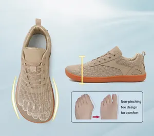 Detailed chart showing wide toe box design on barefoot trail shoes for foot comfort
