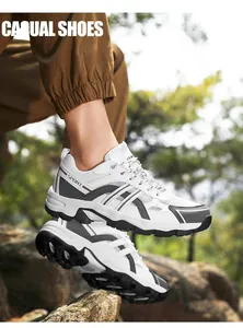 Outdoor hiking shoes with breathable mesh and anti-slip sole shown in nature