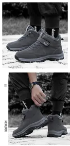 Detail of warm winter snow boots featuring faux fur lining and anti-slip rubber outsoles