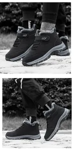 Detailed outdoor view of waterproof snow boots with thick faux fur lining and non-slip sole