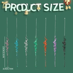 Detailed view of 15cm colorful acrylic icicle ornaments with hanging strings for Xmas