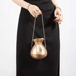 Fortune Bag Shaped Evening Bag Acrylic Marble Texture Pearlescent Wedding Party Clutch With Metal Chain For Women