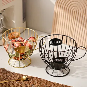 Coffee Capsule Holder Basket Iron Art Metal Hollow Mug Shape Vintage Desktop Organizer Kitchen Cafe Pod Storage Rack