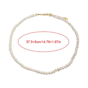 Natural freshwater pearl choker necklace with gold lobster clasp, 37.5cm plus 5cm extender