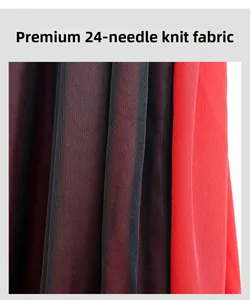 Close-up of premium 24-gauge knitted fabric in red and dark grey for Halloween cloaks