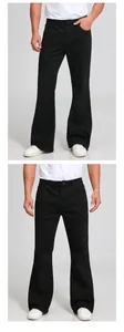 Detailansicht der schwarzen Schlagjeans mit schmaler Passform und robuster Denim-Textur