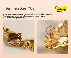Macro detail of champagne gold vacuum plating on stainless steel jewelry hardware