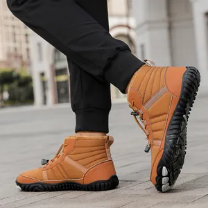 Waterproof outdoor snow boots for winter with thermal fleece lining and anti-slip sole